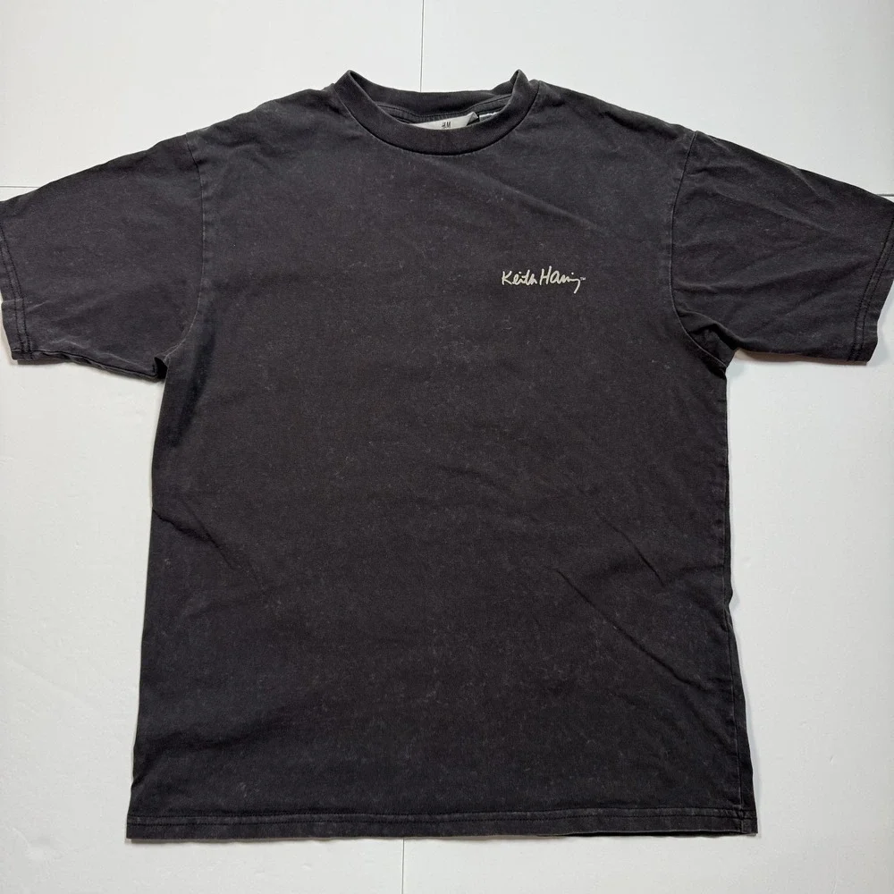 Disney Mickey Mouse Keith Haring Shirt Youth 12-14 Black Graphic Tee H&M